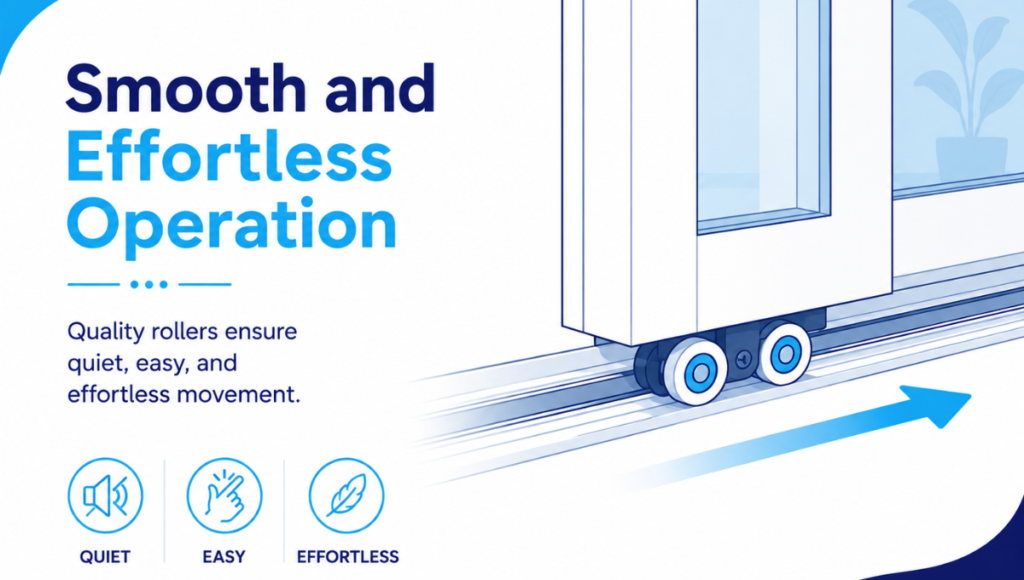 Quality rollers ensure quiet, easy, and effortless movement